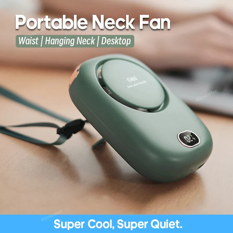 New Portable Hanging Neck Fan: Mini Cooling Waist Fans, Rechargeable Bladeless Fans - Up to 12 Hours Outdoor Use, 2000mAh | Stornfield