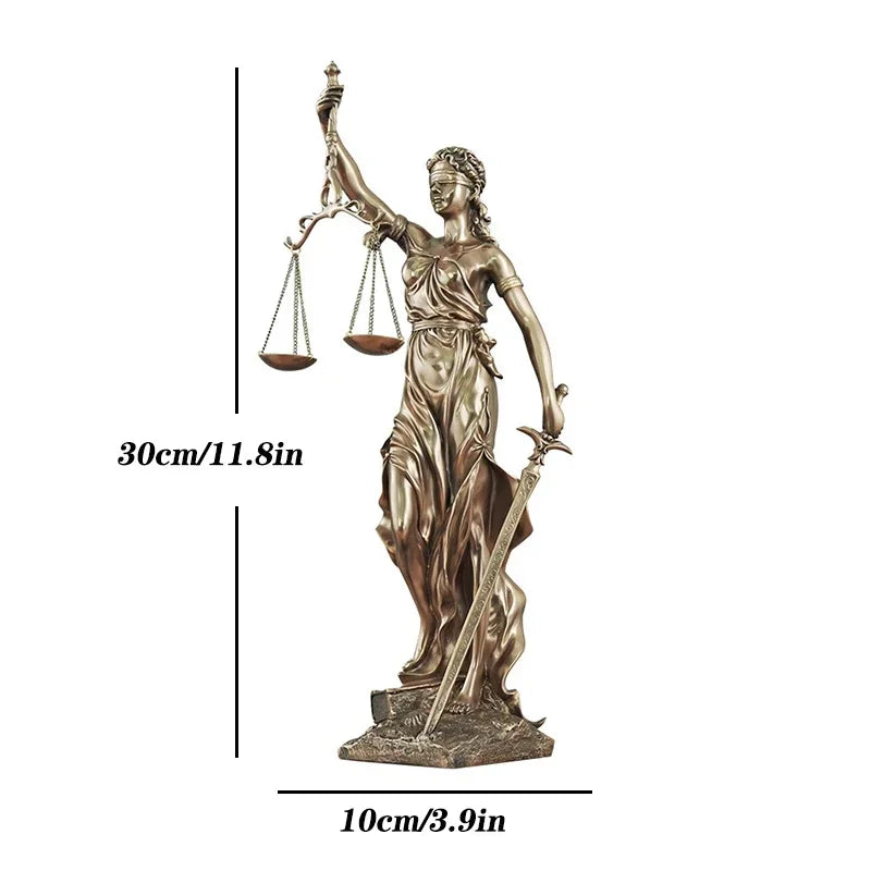 Stornfield | ERMAKOVA Antique Bronze European Statue of the Greek Goddess of Justice Resin Sculpture Fair Angels Ornaments Desktop Decoration Home Gift