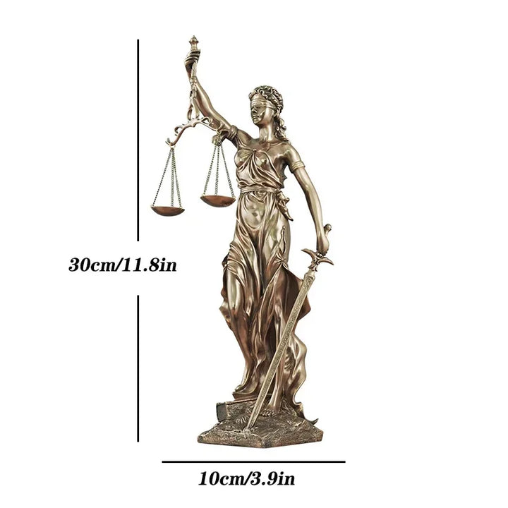 Stornfield | ERMAKOVA Antique Bronze European Statue of the Greek Goddess of Justice Resin Sculpture Fair Angels Ornaments Desktop Decoration Home Gift