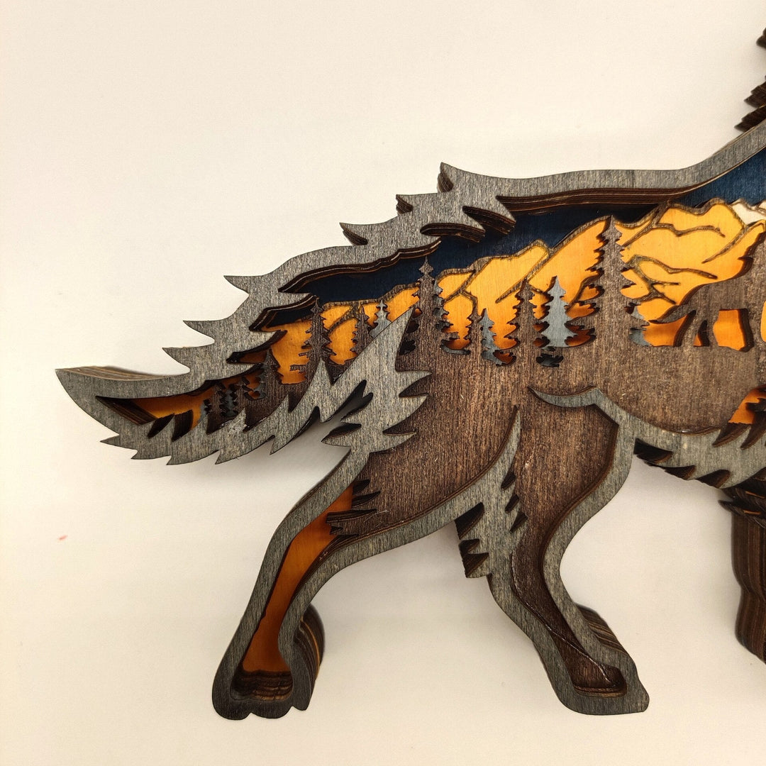 Nightglow Wooden Craft Wolf Decor | Stornfield