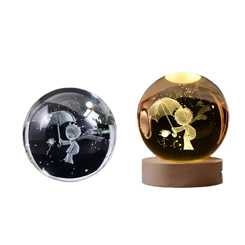 3D Crystal Night Light LED - Starry Sky Projector with Wooden Base, Romantic Lighting for Bedroom & Gifts | Stornfield