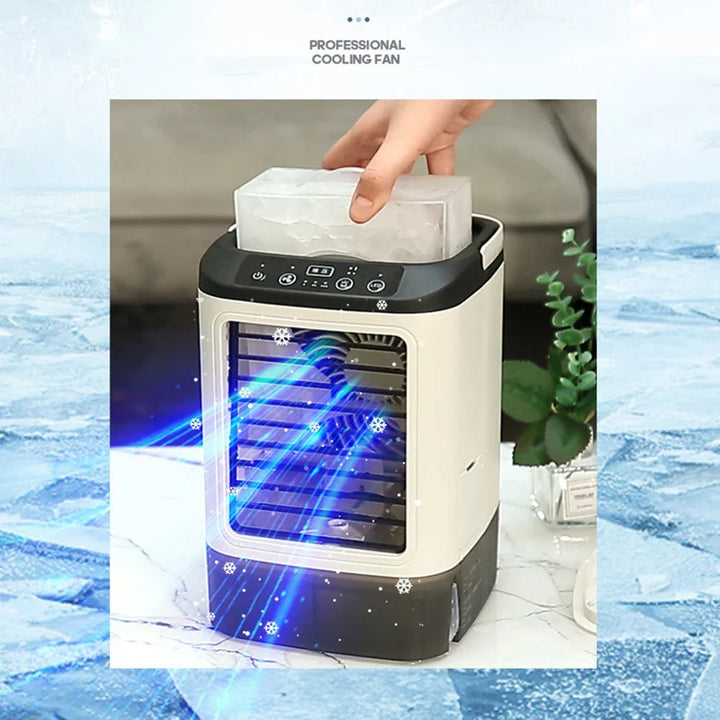 USB Portable Mini Air Conditioner Fan – 3-Speed Desktop Cooling Fan with LED Night Light, Air Cooler for Home, Office, and Camping | Stornfield