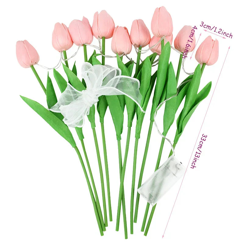 Stornfield | LED Lamp with Artificial Tulip Bouquet Perfect for Gifts or as Home Decorations for Wedding Parties