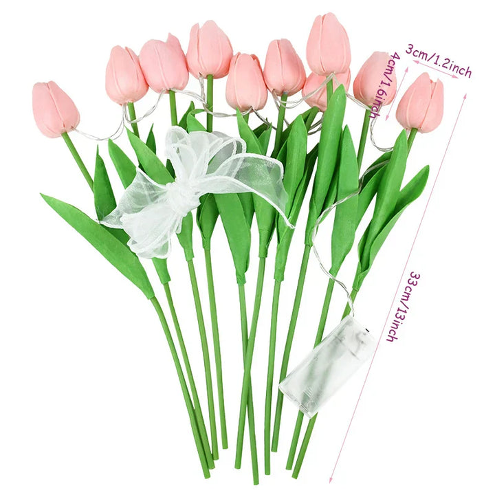 Stornfield | LED Lamp with Artificial Tulip Bouquet Perfect for Gifts or as Home Decorations for Wedding Parties