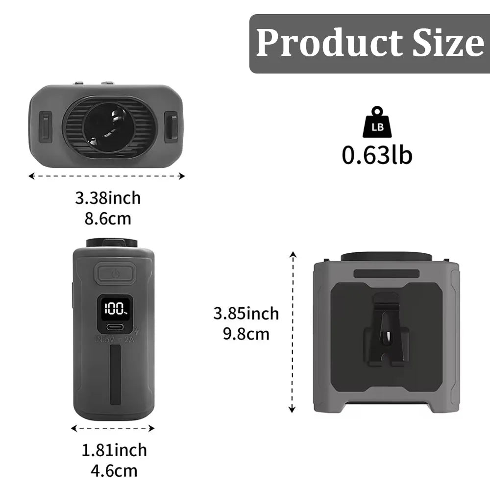 10000mAh Waist Clip Fan with Power Bank – Portable Hands-Free Rechargeable Fan | 5-Speed Cooling, Battery Display, USB Charging, Outdoor Wearable Fan | Stornfield