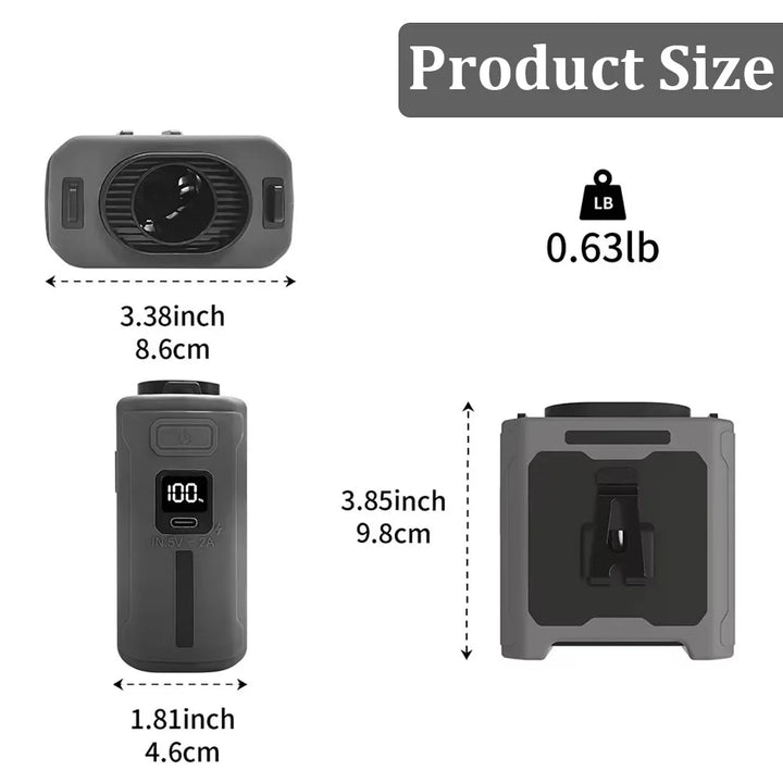 10000mAh Waist Clip Fan with Power Bank – Portable Hands-Free Rechargeable Fan | 5-Speed Cooling, Battery Display, USB Charging, Outdoor Wearable Fan | Stornfield