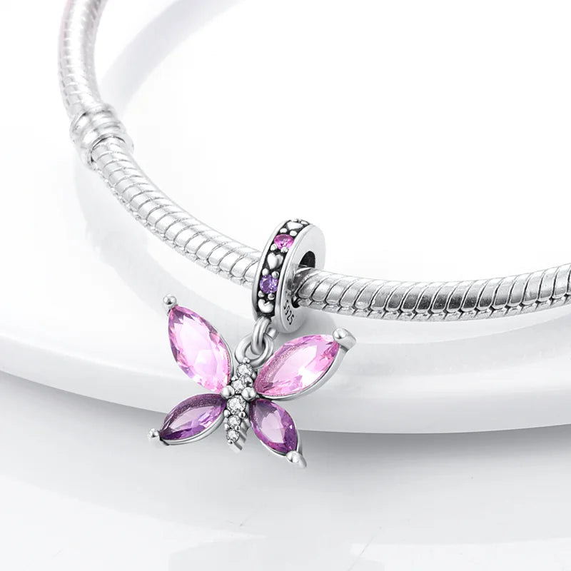Stornfield | 925 Sterling Silver Charms, Leopard Gold Beads, Colorful Chameleon Rhino Lion Beetle Cat Pendant Compatible with Original Pandora Bracelet Jewelry