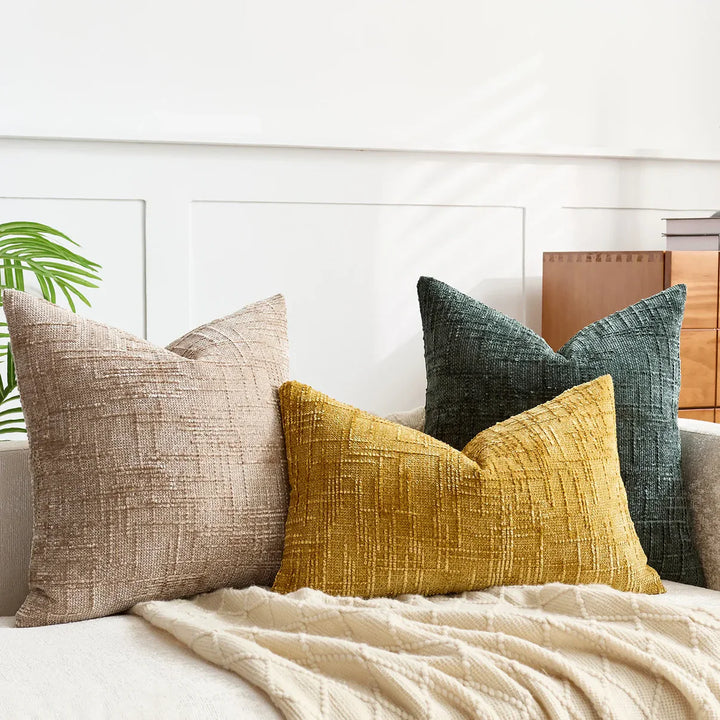 Chenille Sofa cushion cover – Soft solid design | Elegant decoration for living & bedrooms | Stornfield