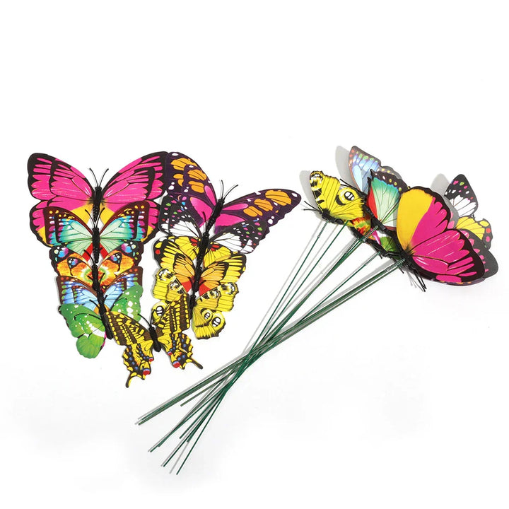 Stornfield | FloraViva Butterfly Garden Stakes | Set of 10 | Weatherproof & Colorful | For Beds, Flower Pots & Balcony