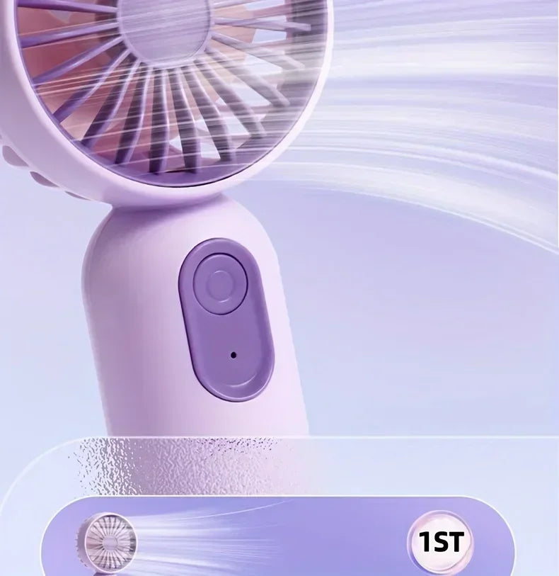 Mini Handheld USB Fan – 3-Speed Strong Wind Portable Desk Fan, Rechargeable for Students, Office, Outdoor, Travel, and Camping | Stornfield