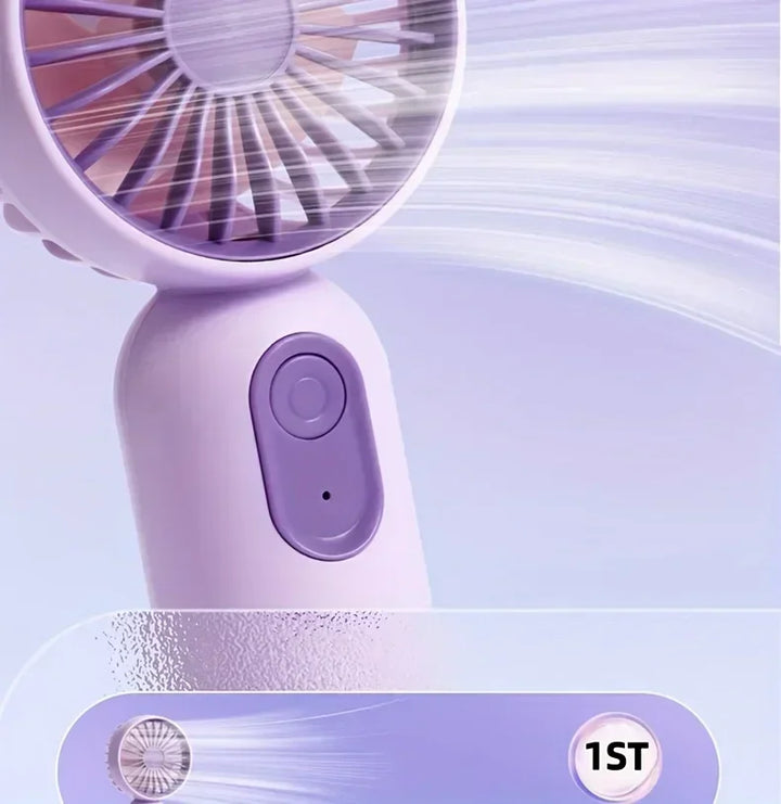 Mini Handheld USB Fan – 3-Speed Strong Wind Portable Desk Fan, Rechargeable for Students, Office, Outdoor, Travel, and Camping | Stornfield