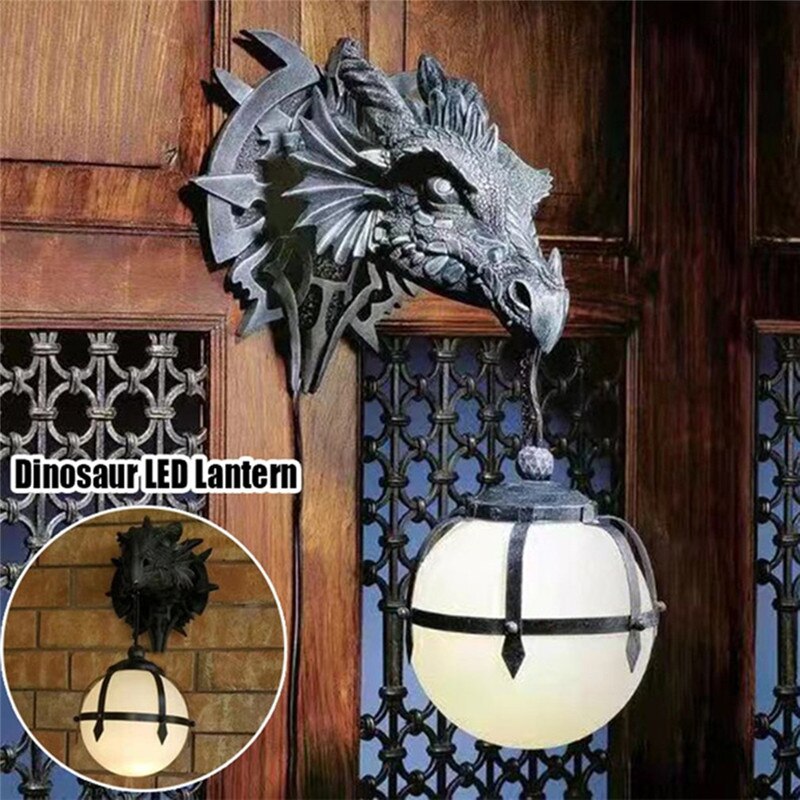 Stornfield | LED Lantern with Resin Dragon Head for a Unique Halloween Decoration