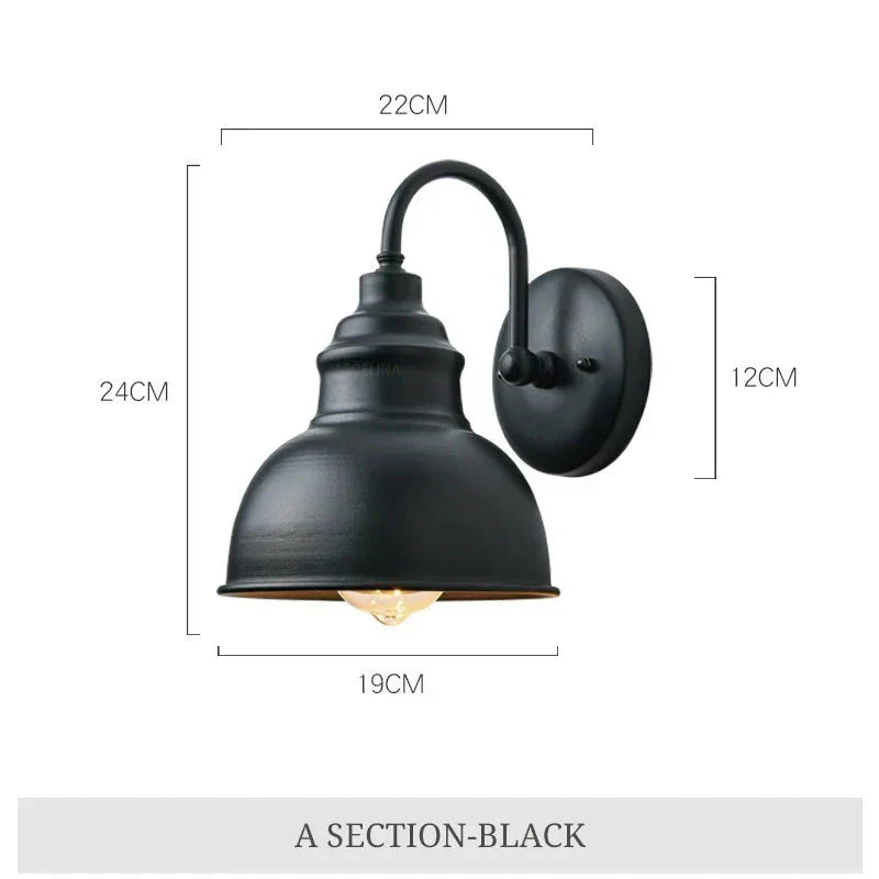 Stornfield | Retro Waterproof Outdoor Porch Garden Wall Sconce: Vintage Iron Wall Lamp for Hallway, Staircase, Courtyard, Balcony, Villa