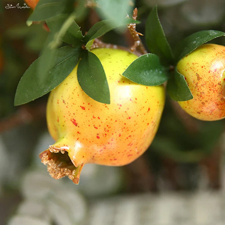 6-Piece Artificial Pomegranate Fruit Branch with Leaves | Stornfield