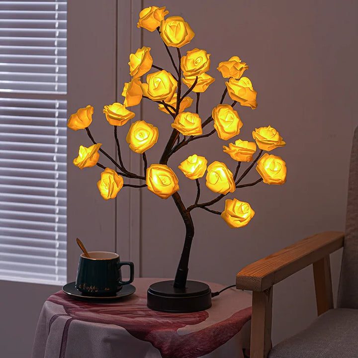Stornfield | Lumières de Table en Fleurs Roses RGB 24LED USB Batterie Lampe de Fée Lumière de Nuit Décoration de Fête à Domicile Noël Mariage Chambre Cadeau
