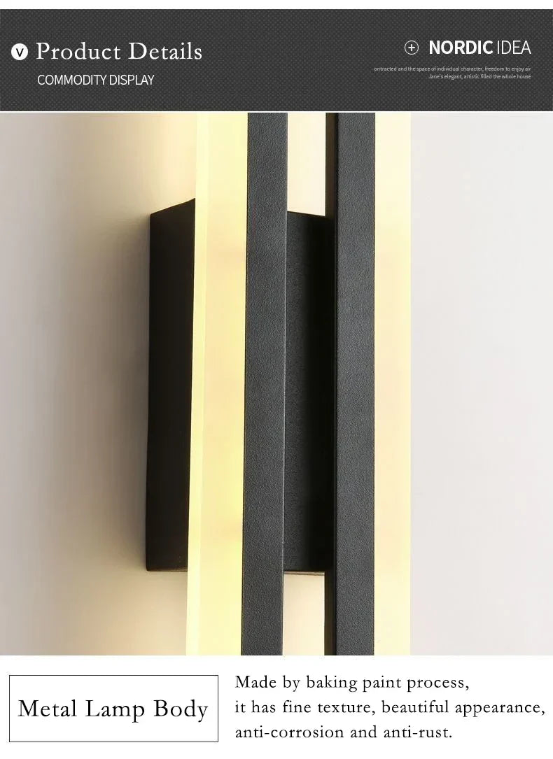 Stornfield | Modern LED Wall Light: Decorative Black/Gold Acrylic Lighting