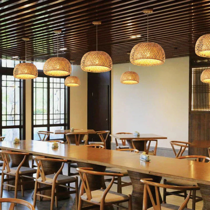 Stornfield | Luxora Handwoven Bamboo Pendant Light - Eco-Friendly Ceiling Lamp