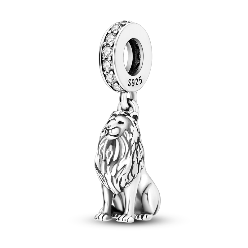 Stornfield | 925 Sterling Silver Charms, Leopard Gold Beads, Colorful Chameleon Rhino Lion Beetle Cat Pendant Compatible with Original Pandora Bracelet Jewelry