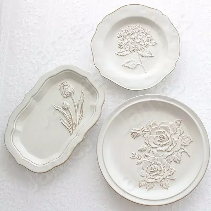 Plaques de fleurs en relief françaises