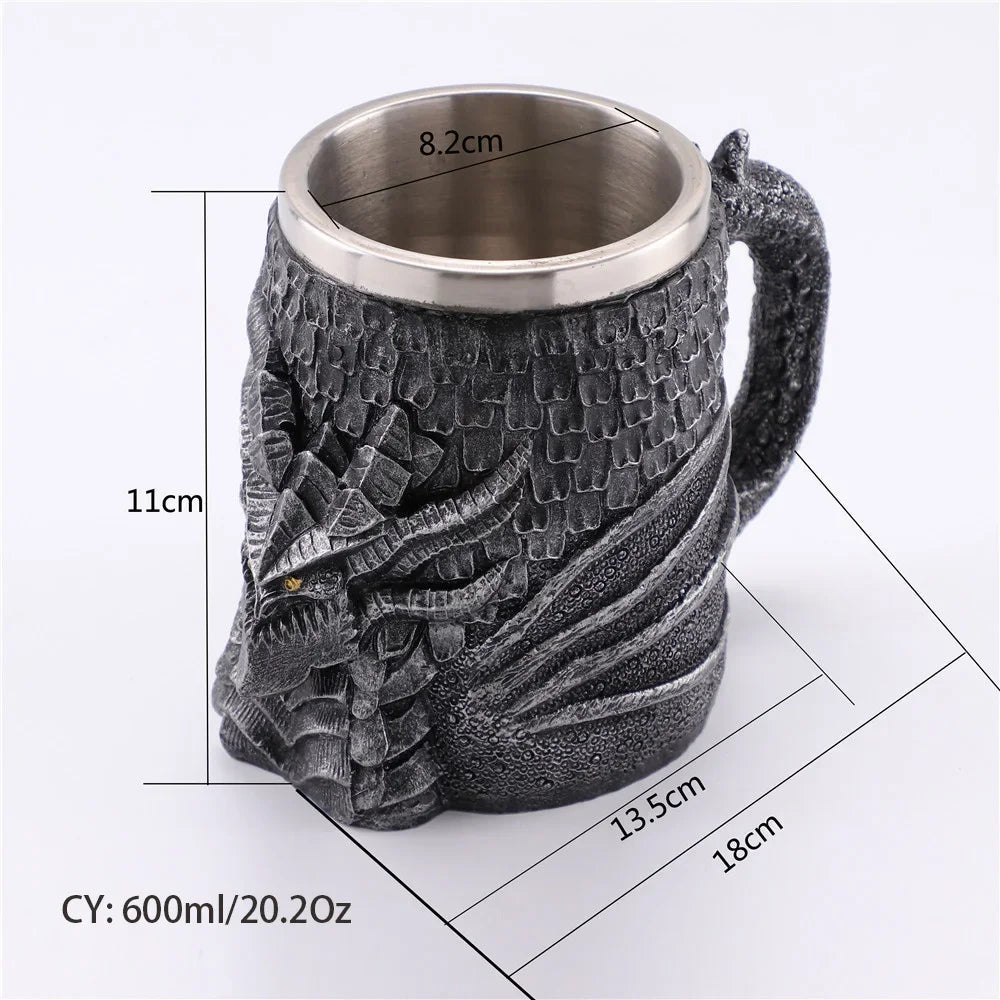 Stornfield | Medieval Dragon Stainless Steel Resin Mug as Coffee Mug or Tea Mug