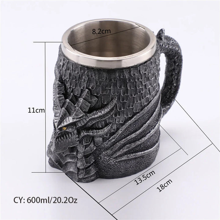 Stornfield | Medieval Dragon Stainless Steel Resin Mug as Coffee Mug or Tea Mug