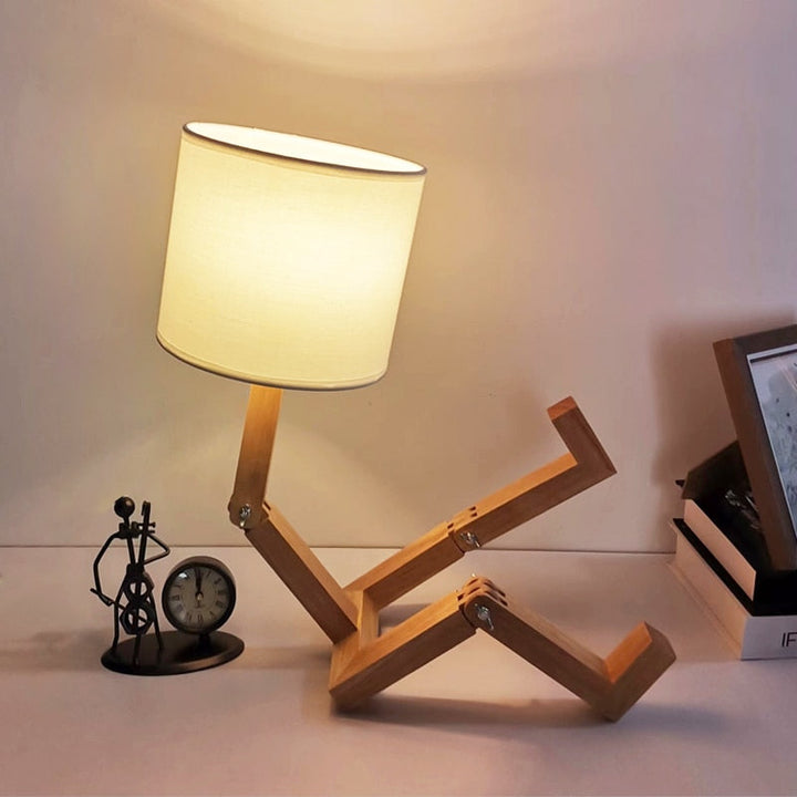 Thinker Wooden Robot Modern Night Lamp | Stornfield