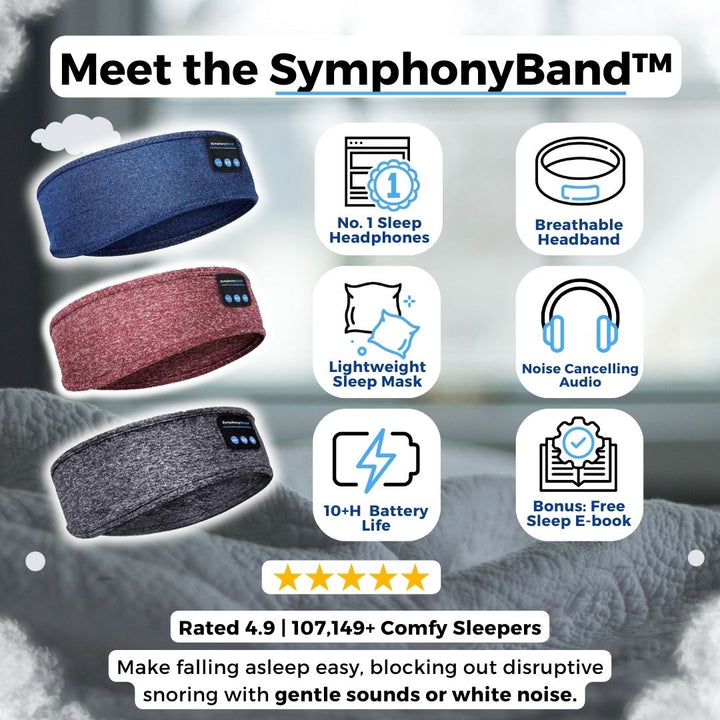SymphonyBand Sleep Band with Wireless Headphones – Comfortable Sleeping & Relaxing | Stornfield