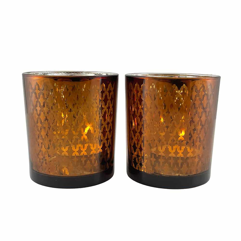 Tea light holder made of glass (2 pcs.) Copper / black by SIA Home Fashion | Stornfield