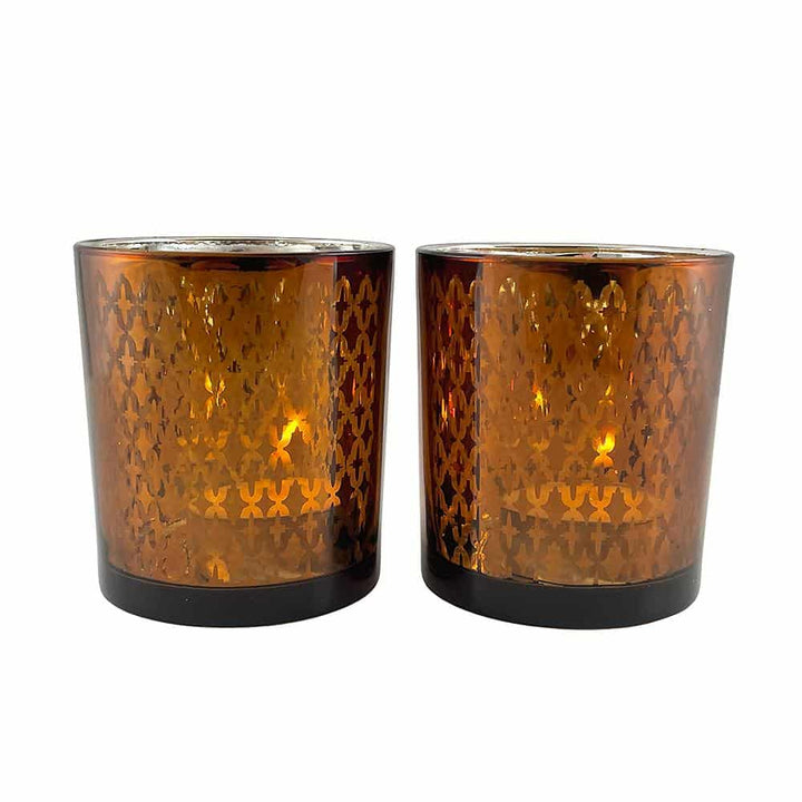 Tea light holder made of glass (2 pcs.) Copper / black by SIA Home Fashion | Stornfield