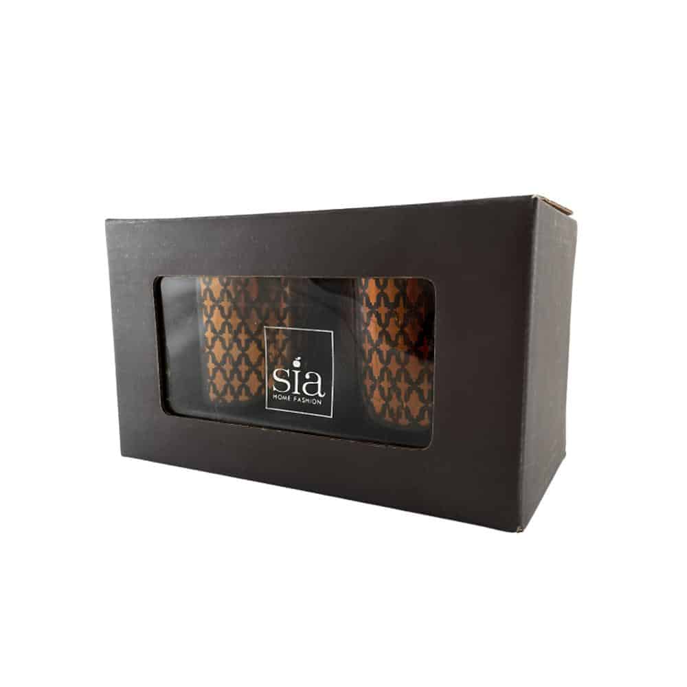 Tea light holder made of glass (2 pcs.) Copper / black by SIA Home Fashion | Stornfield