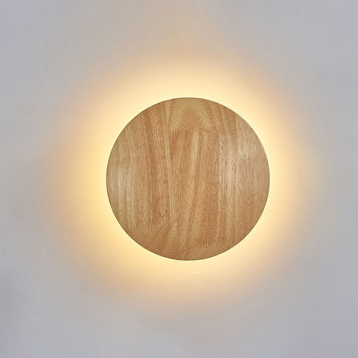 Stornfield | Modern Minimalist Irregular Oval Round Wood LED Wall Lamp for Living Room
