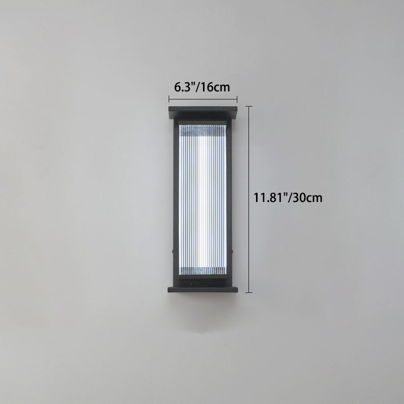 Modern Minimalist Waterproof Rectangular Stainless Steel Acrylic LED Wall Sconce Lamp For Outdoor Patio | Stornfield