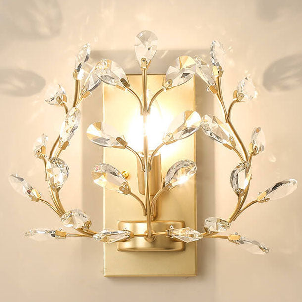 Stornfield | Luminis Wall Sconce | Luxury Crystal Design | Leaf Pattern | 1-Light & Modern