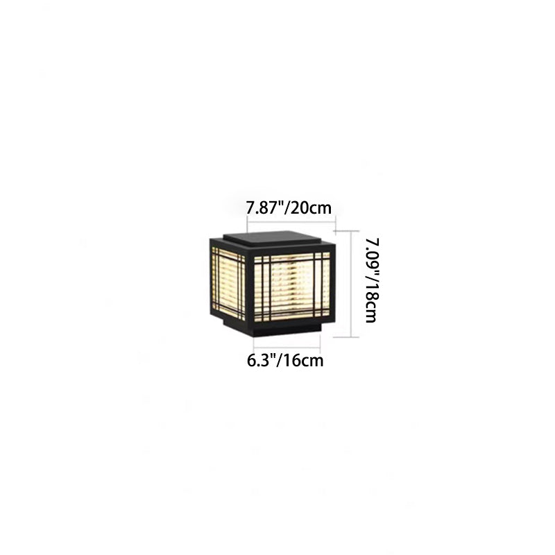 Traditional Chinese Square Aluminum Glass 1-Light Post Head Light For Garden | Stornfield