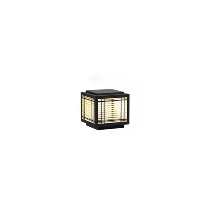 Traditional Chinese Square Aluminum Glass 1-Light Post Head Light For Garden | Stornfield