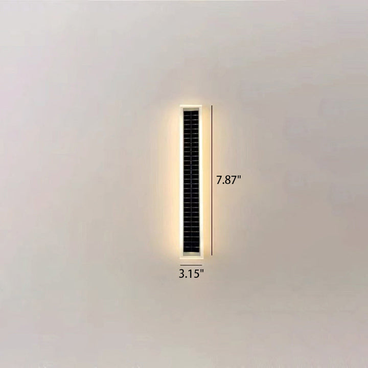 Minimalist Outdoor Solar Rectangular Strip Waterproof Patio LED Wall Sconce Lamp | Stornfield