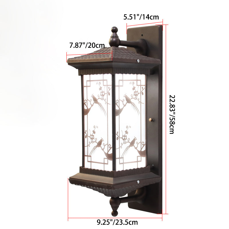 Traditional Chinese Rectangular Aluminum Glass Solar LED Wall Sconce Lamp For Garden | Stornfield