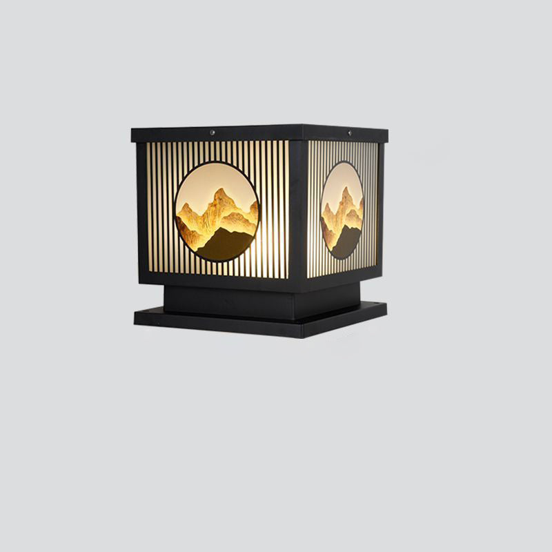 Traditional Chinese Aluminum Glass Square LED Waterproof Solar Landscape Light For Outdoor Patio | Stornfield