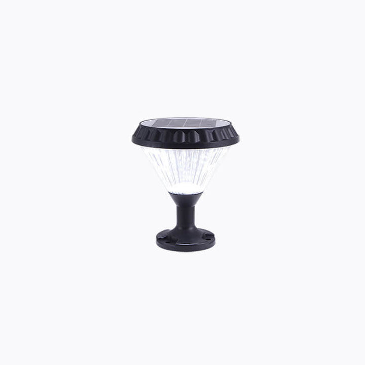 Modern Black Solar Die-Cast Aluminum Glass Outdoor Patio Waterproof Column Head Light | Stornfield