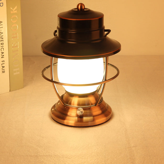 Traditional Farmhouse Waterproof Rechargeable Iron Acrylic Cylinder LED Table Lamp For Entertainment Room | Stornfield
