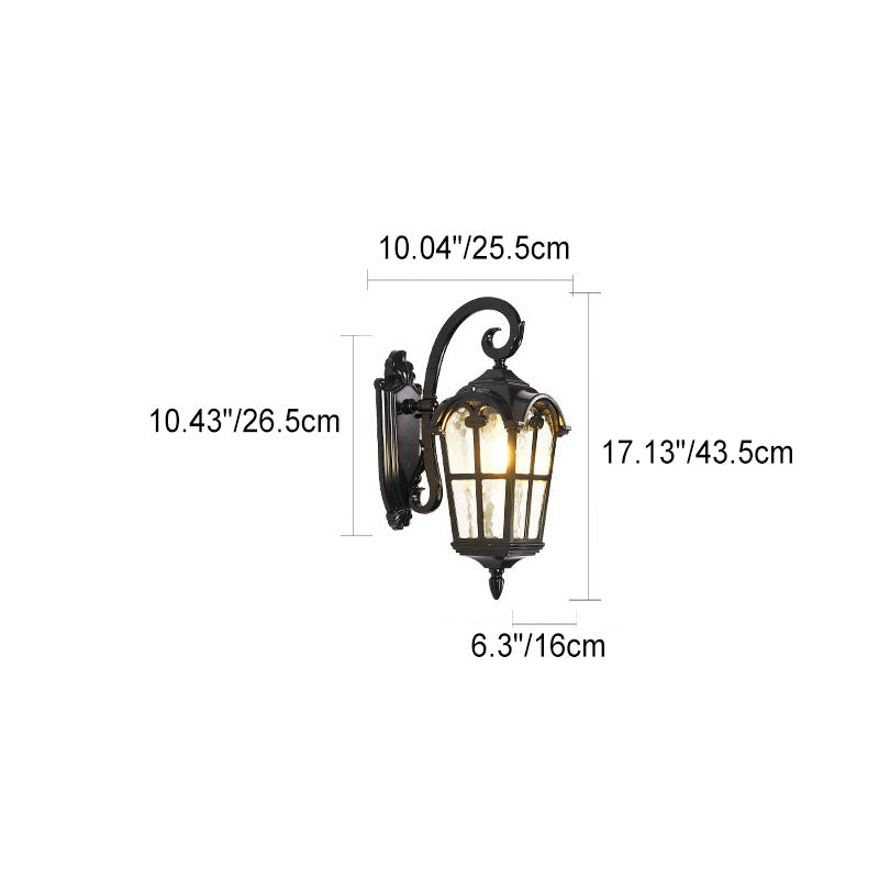 Traditional European Quadrilateral Window Shape Aluminum Glass 1-Light Wall Sconce Lamp For Outdoor Patio | Stornfield