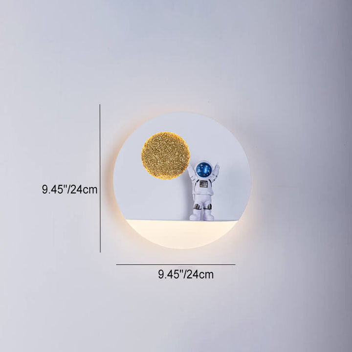 Stornfield | Creative Contemporary Iron Resin Astronaut LED Round Wall Lamp for Bedroom