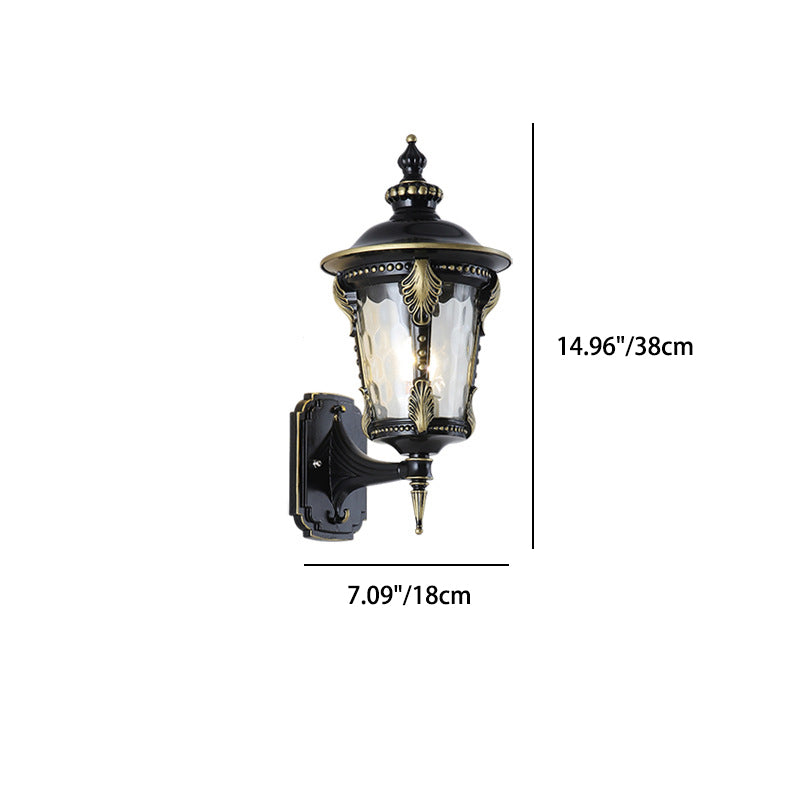 Traditional European Waterproof Quadrangle Pointed Cylinder Aluminum Glass 1-Light Outdoor Wall Sconce Lamp For Garden | Stornfield