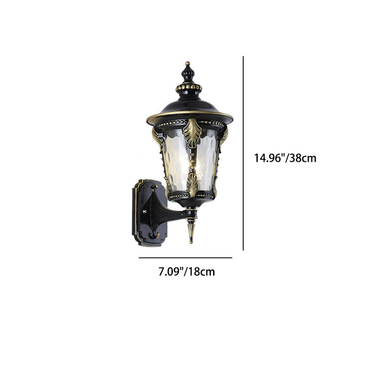 Traditional European Waterproof Quadrangle Pointed Cylinder Aluminum Glass 1-Light Outdoor Wall Sconce Lamp For Garden | Stornfield