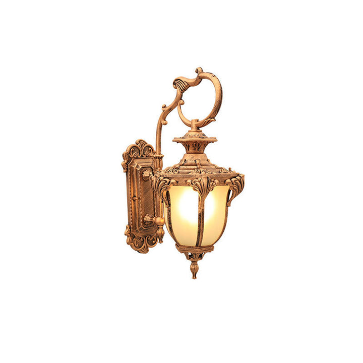 European Retro Aluminum Glass Carved Lantern 1-Light Outdoor Waterproof Wall Sconce Lamp | Stornfield