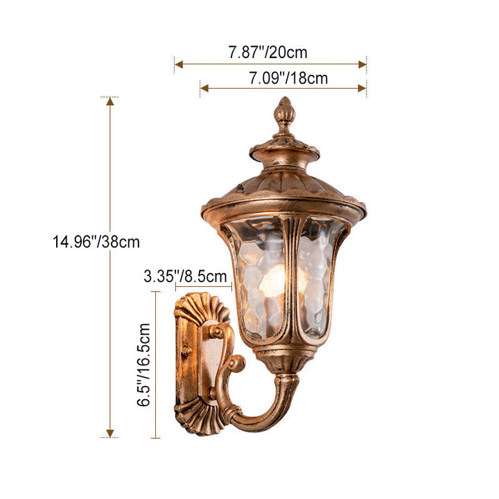 Traditional European Waterproof Castle Shaped Aluminum Glass 1-Light Outdoor Wall Sconce Lamp For Garden | Stornfield