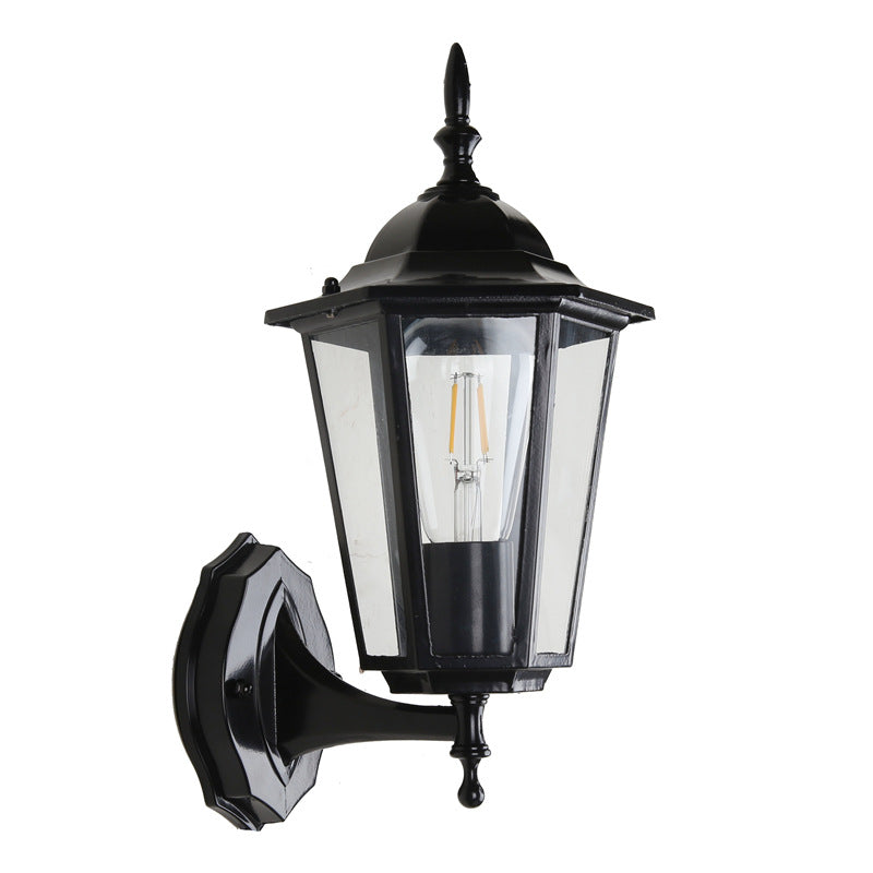 Contemporary Industrial Hexagonal Aluminum Frame Frosted Glass 1-Light Outdoor Wall Sconce Lamp For Garden | Stornfield