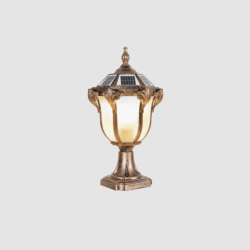European Retro Die-Cast Aluminum Glass Solar Waterproof Outdoor Garden Landscape Column Light | Stornfield