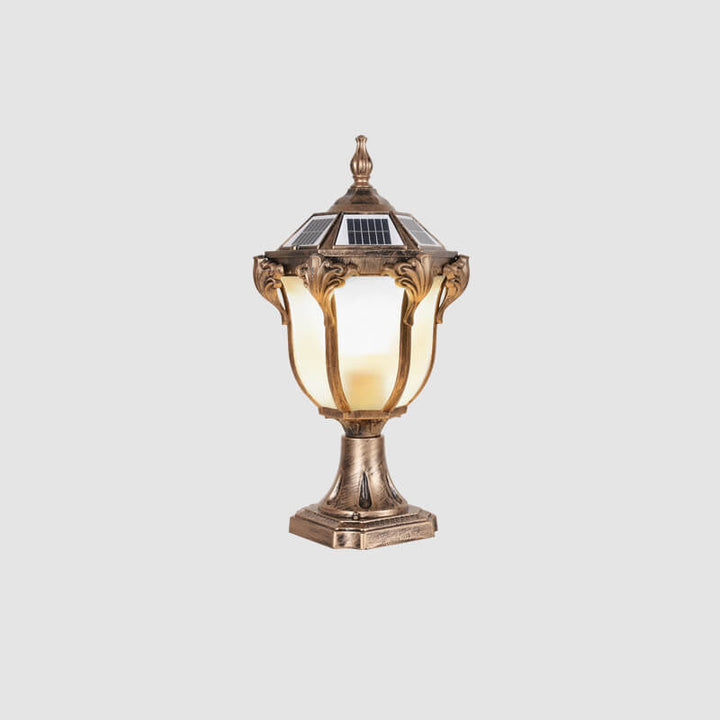 European Retro Die-Cast Aluminum Glass Solar Waterproof Outdoor Garden Landscape Column Light | Stornfield