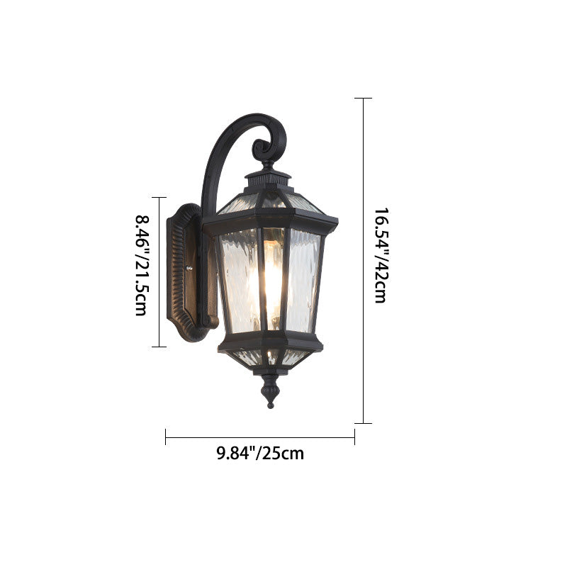 Traditional European Waterproof Aluminum Glass Octagon Cylinder 1-Light Wall Sconce Lamp For Garden | Stornfield